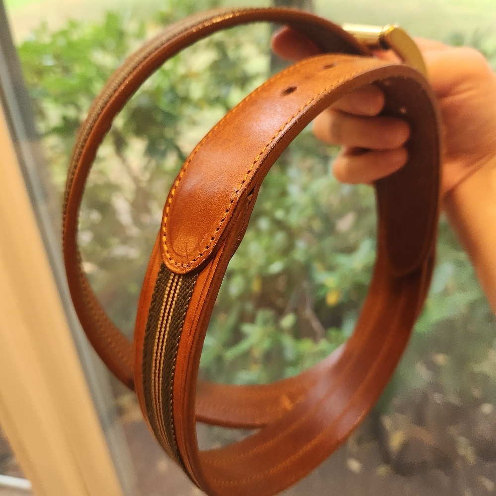 Vintage Coach 42" Leather and Fabric Belt